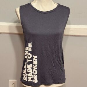 Pac Sun Graphic Blue Gray Athletic Sporty Casual Beach Bohemian Muscle Tank